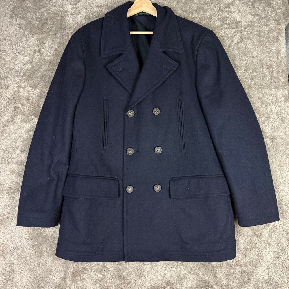 LRL Lauren Ralph Lauren Luke Peacoat Navy Blue Wool Blend Quilted Men's 42 42R